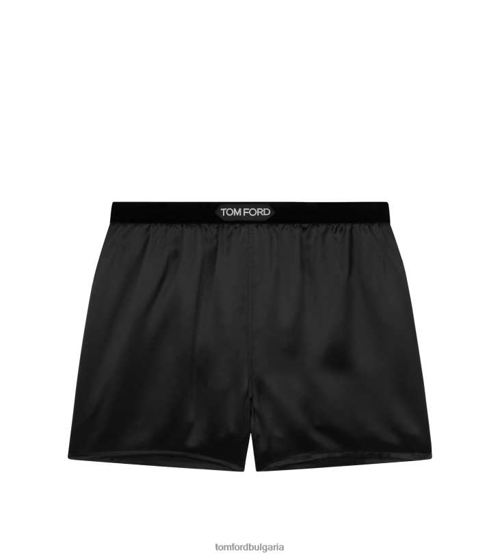 Жени облекло еластични копринени сатенени боксерки черен TOM FORD B880D1394