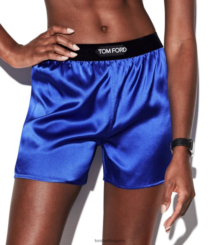 Жени облекло еластични копринени сатенени боксерки кобалтово синьо TOM FORD B880D1398