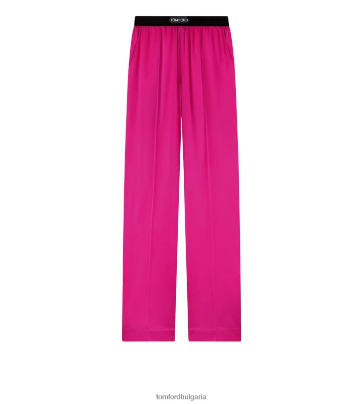 Жени облекло еластични копринени сатенени панталони горещо розово TOM FORD B880D1403