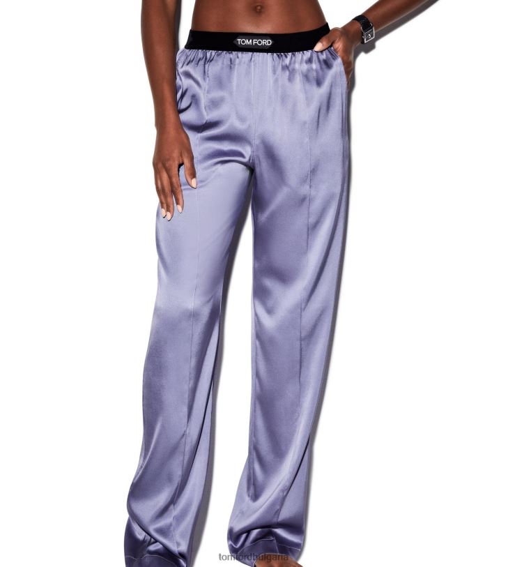 Жени облекло еластични копринени сатенени панталони бледо пармско виолетово TOM FORD B880D1407