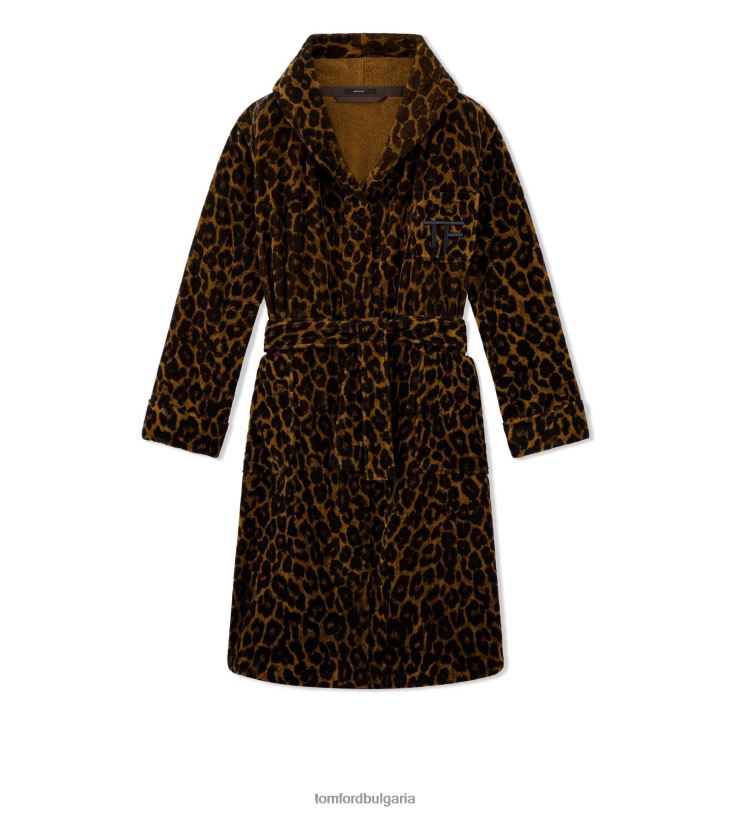 Жени облекло памучен хавлиен халат с леопард тъмно кафяво TOM FORD B880D1413