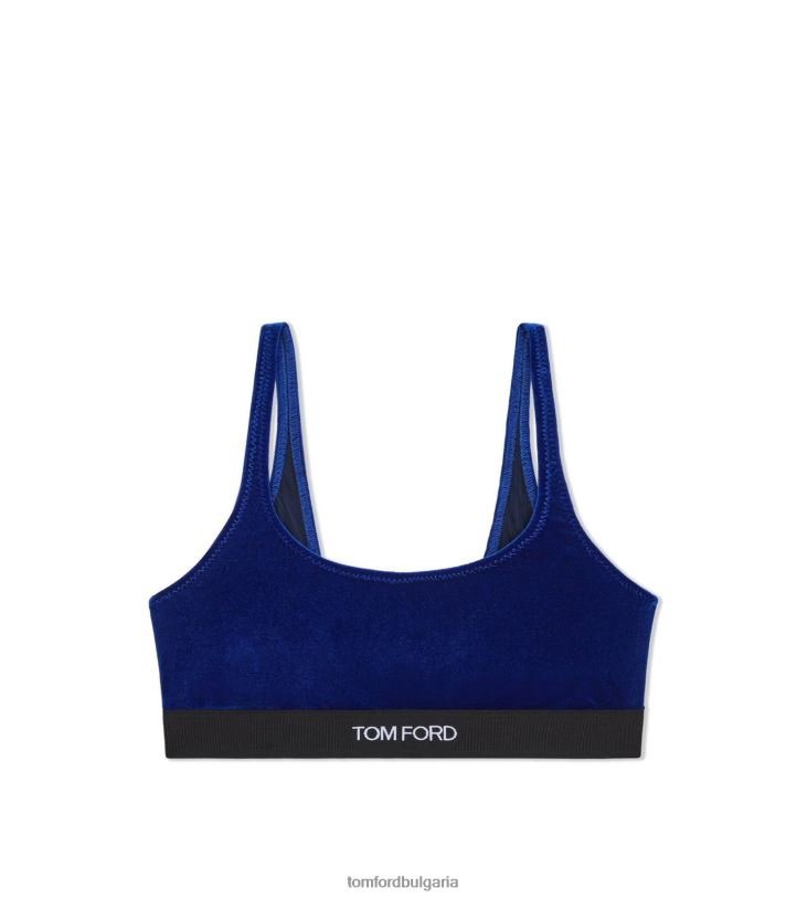 Жени облекло еластична кадифена бралетка ив синьо TOM FORD B880D1372