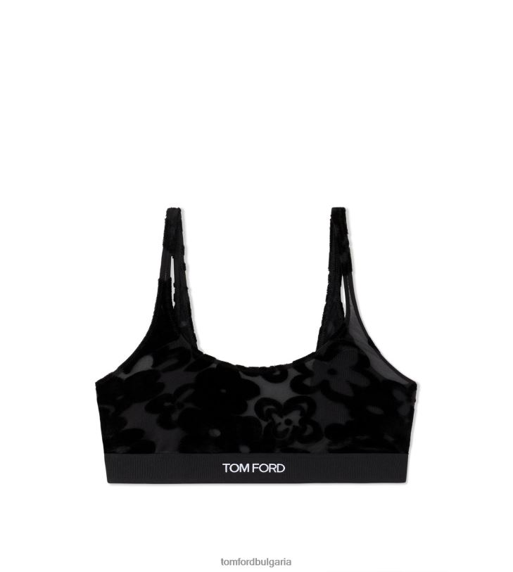 Жени облекло иглика флорален тюл devore' подпис bralette черен TOM FORD B880D1367