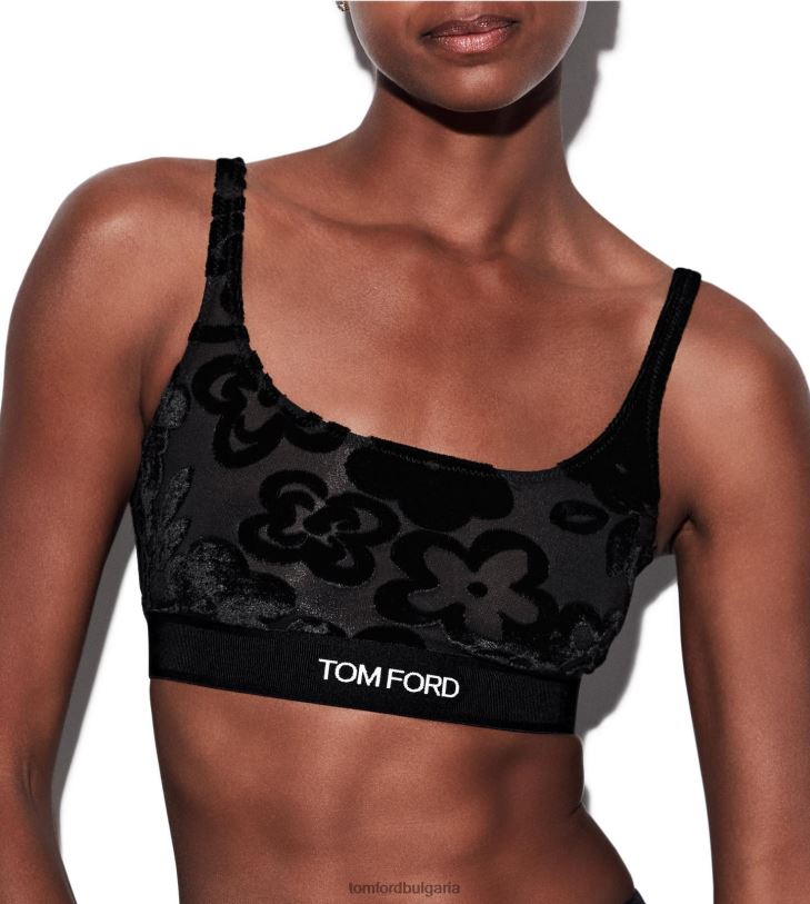 Жени облекло иглика флорален тюл devore' подпис bralette черен TOM FORD B880D1367
