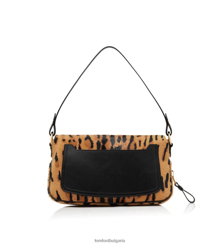 Жени аксесоар чанта Jennifer през рамо с телешка коса черно/бежово + черно TOM FORD B880D1505