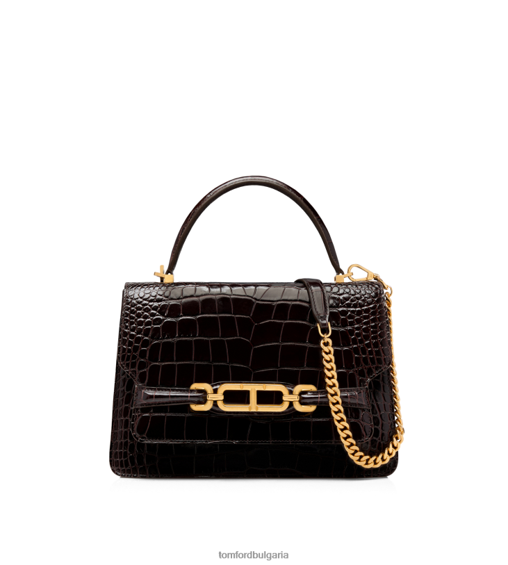 Жени аксесоар лъскава щампована крокодилска кожа Уитни средна горна дръжка еспресо TOM FORD B880D1489
