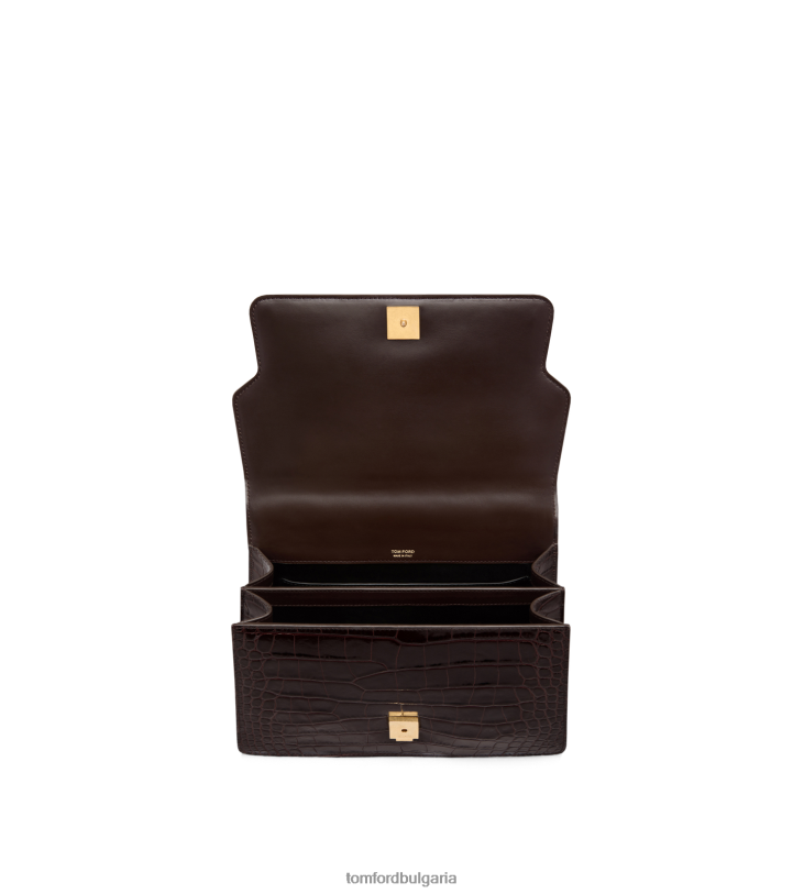 Жени аксесоар лъскава щампована крокодилска кожа Уитни средна горна дръжка еспресо TOM FORD B880D1489