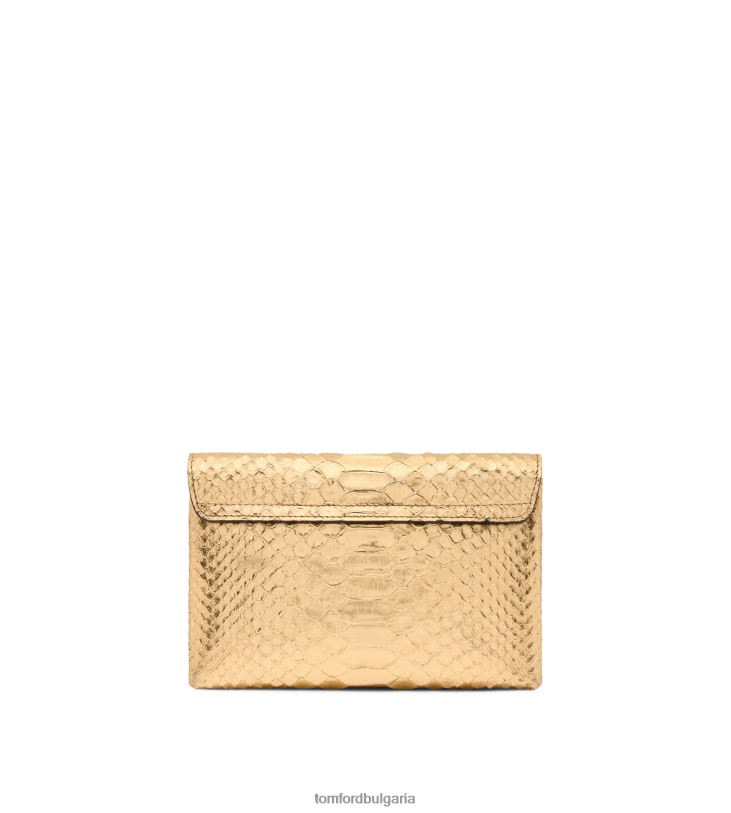Жени аксесоар мини чанта монарх от ламинирана щампована кожа на питон тъмно злато TOM FORD B880D1490