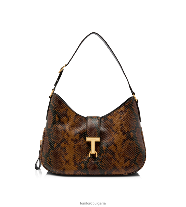 Жени аксесоар щампована кожа на питон монарх среден скитник карамел TOM FORD B880D1500