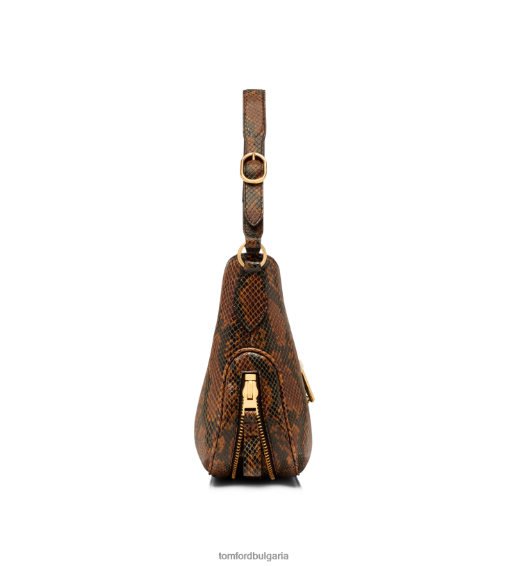 Жени аксесоар щампована кожа на питон монарх среден скитник карамел TOM FORD B880D1500