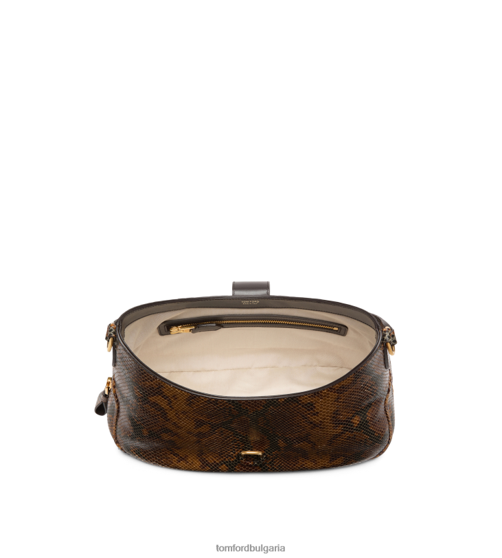 Жени аксесоар щампована кожа на питон монарх среден скитник карамел TOM FORD B880D1500