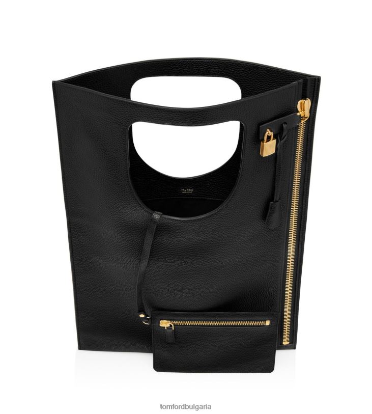 Жени аксесоар плоска чанта alix от зърнеста кожа черен TOM FORD B880D1503