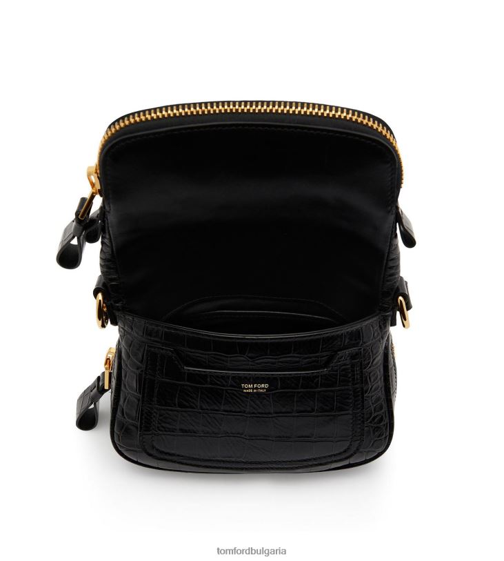 Жени аксесоар мини чанта Jennifer от лъскава щампована крокодилска кожа черен TOM FORD B880D1453