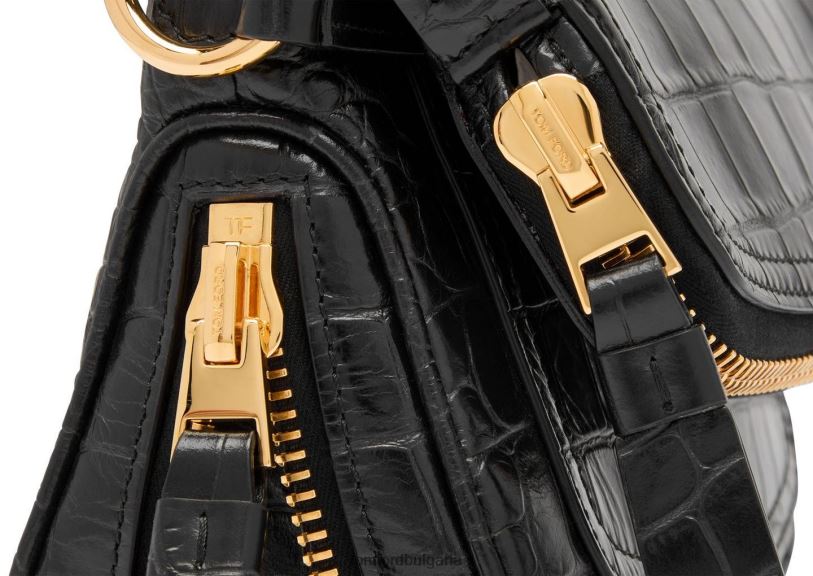 Жени аксесоар мини чанта Jennifer от лъскава щампована крокодилска кожа черен TOM FORD B880D1453