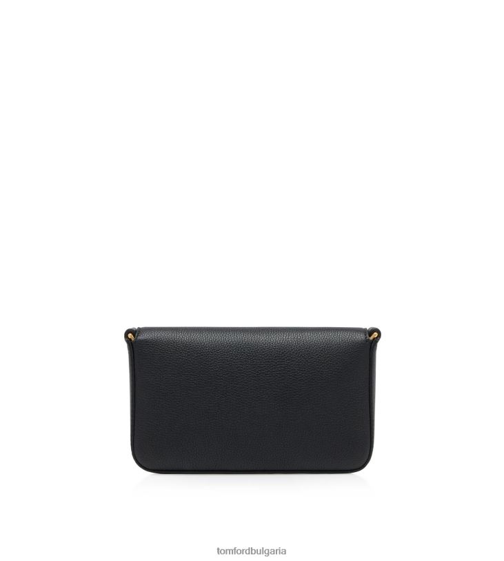 Жени аксесоар мини чанта от зърнеста кожа тара на презрамка черен TOM FORD B880D1443