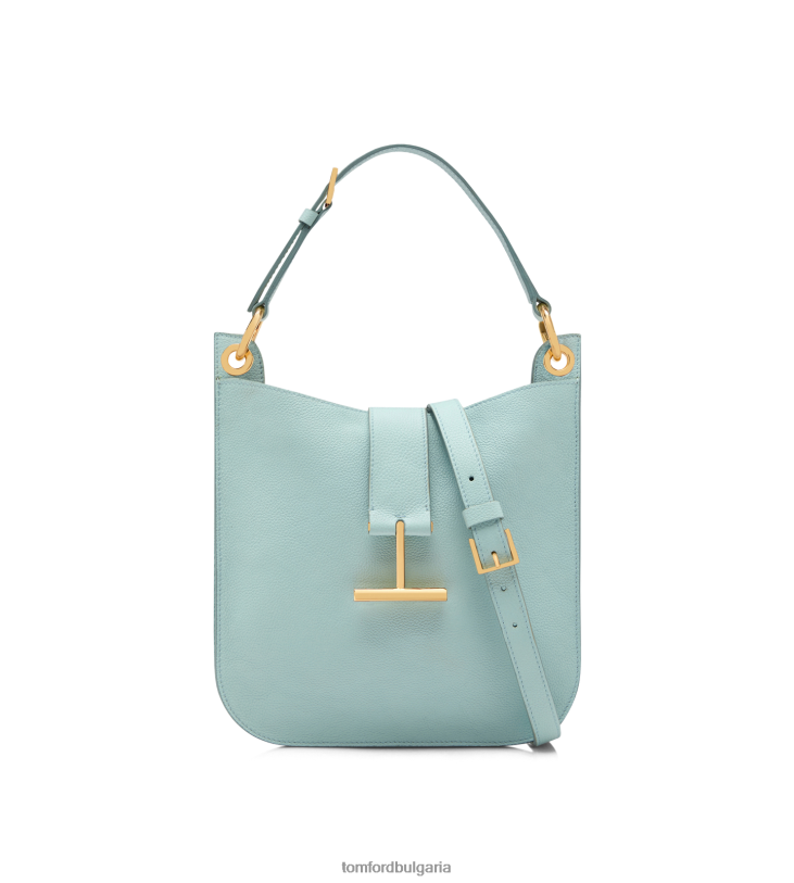 Жени аксесоар зърнеста кожа тара малко кръстосано тяло пастелно синьо TOM FORD B880D1468