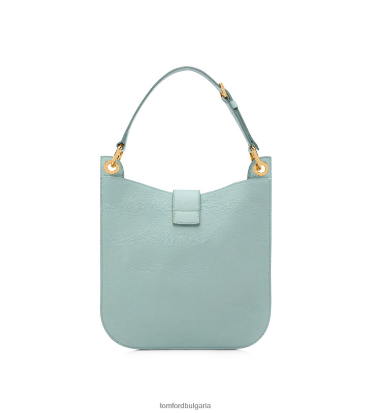 Жени аксесоар зърнеста кожа тара малко кръстосано тяло пастелно синьо TOM FORD B880D1468