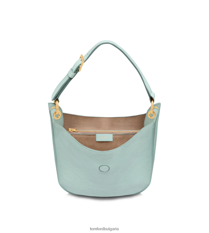 Жени аксесоар зърнеста кожа тара малко кръстосано тяло пастелно синьо TOM FORD B880D1468