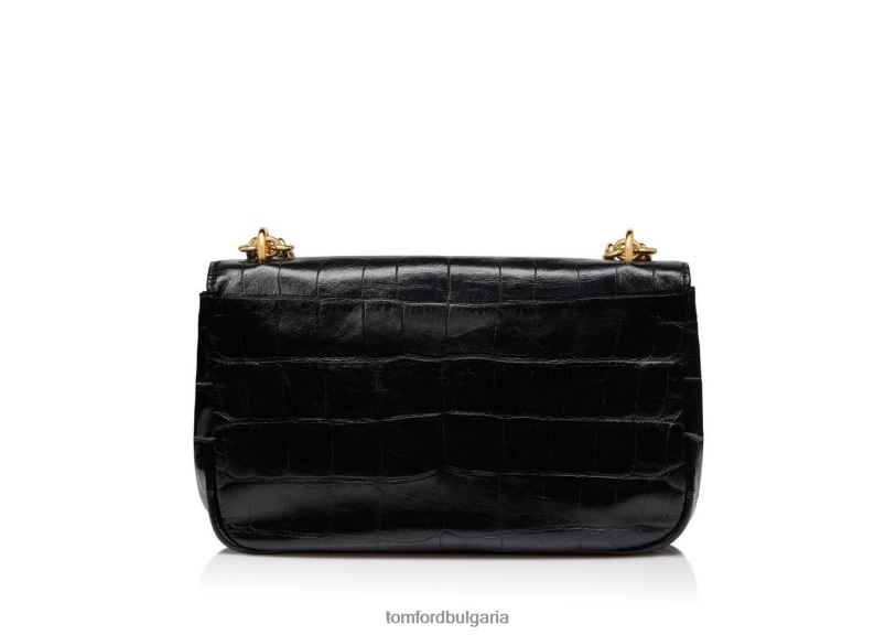 Жени аксесоар средна чанта за през рамо с щампована крокодилна кожа черен TOM FORD B880D1470
