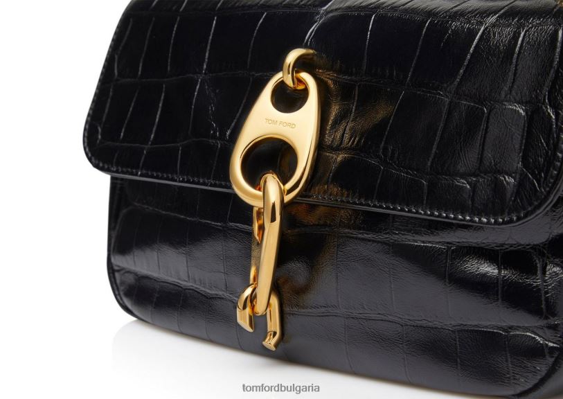 Жени аксесоар средна чанта за през рамо с щампована крокодилна кожа черен TOM FORD B880D1470