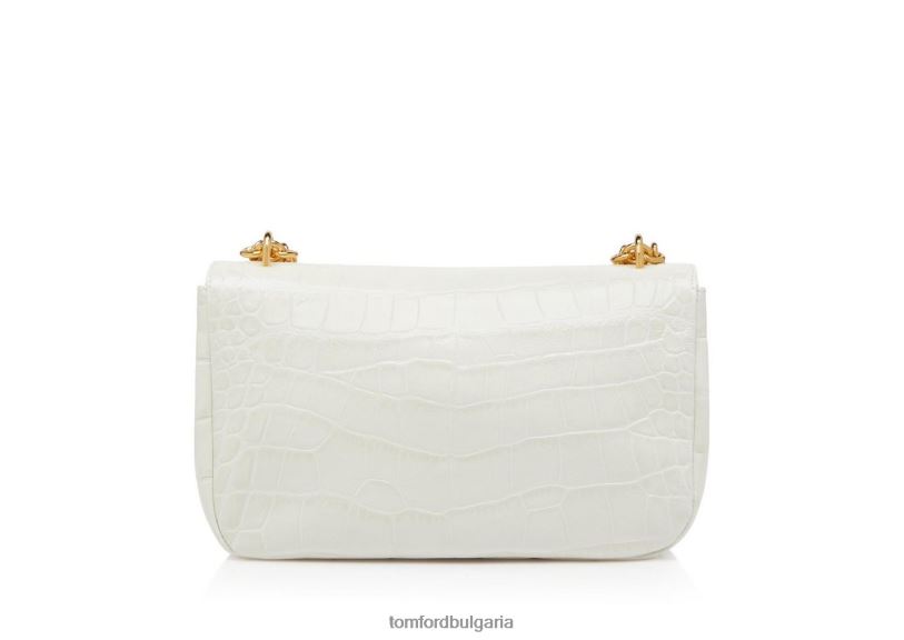 Жени аксесоар средна чанта за през рамо с щампована крокодилна кожа тебешир TOM FORD B880D1471