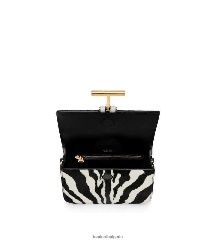 Жени аксесоар зебра щампа коса телешка тара мини crossbody черно/бяло + черно TOM FORD B880D1474