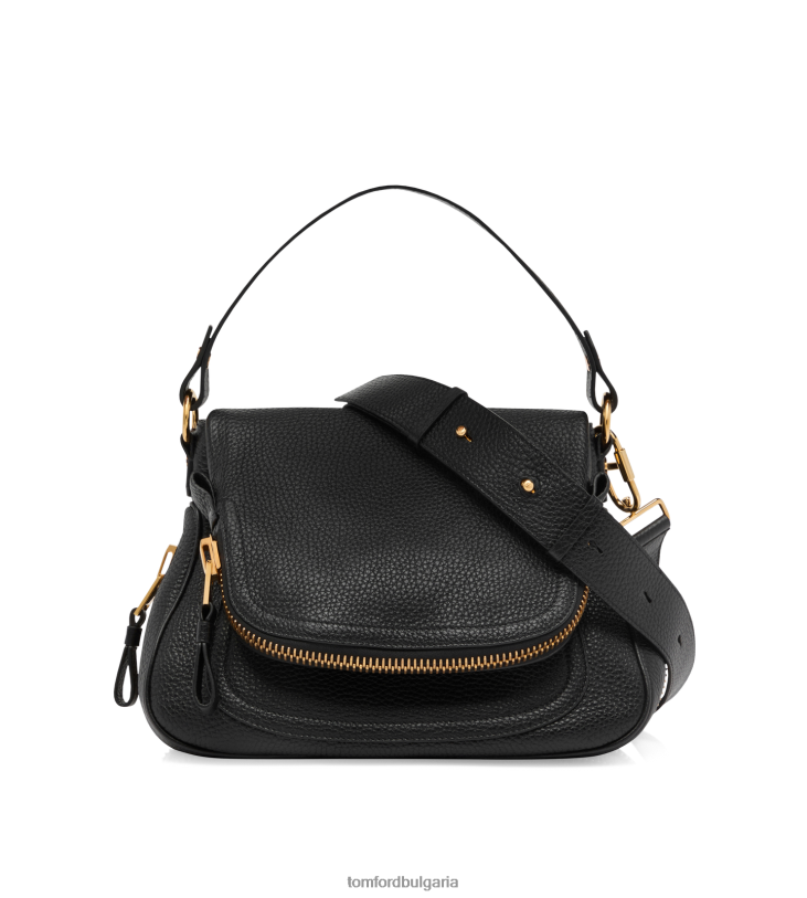 Жени аксесоар средно голяма чанта с двойна презрамка от зърнеста кожа jennifer черен TOM FORD B880D1454
