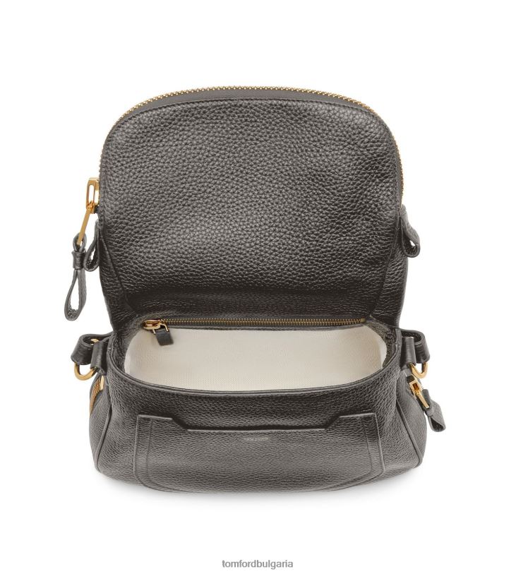 Жени аксесоар средно голяма чанта с двойна презрамка от зърнеста кожа jennifer графит TOM FORD B880D1455