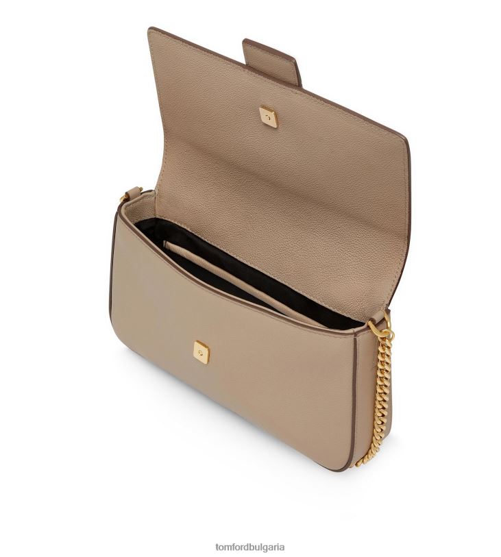 Жени аксесоар чанта през рамо от зърнеста кожа tf верига копринено кафяво TOM FORD B880D1441