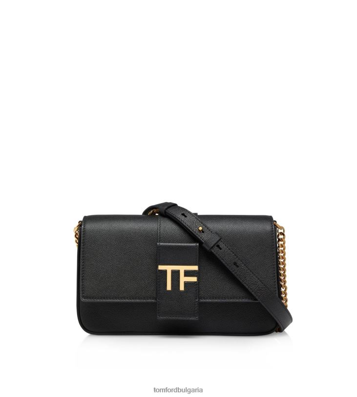 Жени аксесоар чанта през рамо от зърнеста кожа tf верига черен TOM FORD B880D1442