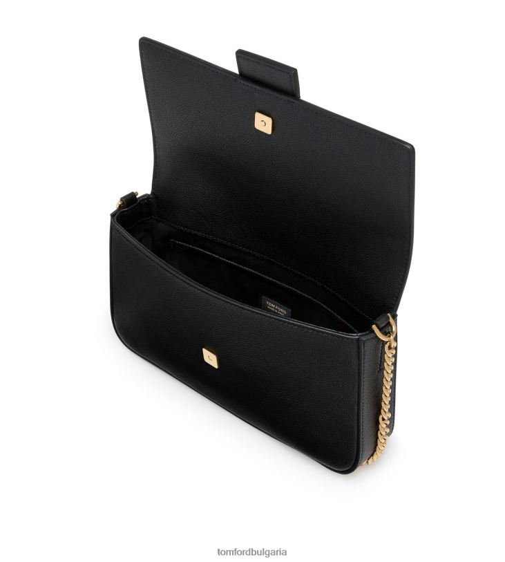 Жени аксесоар чанта през рамо от зърнеста кожа tf верига черен TOM FORD B880D1442