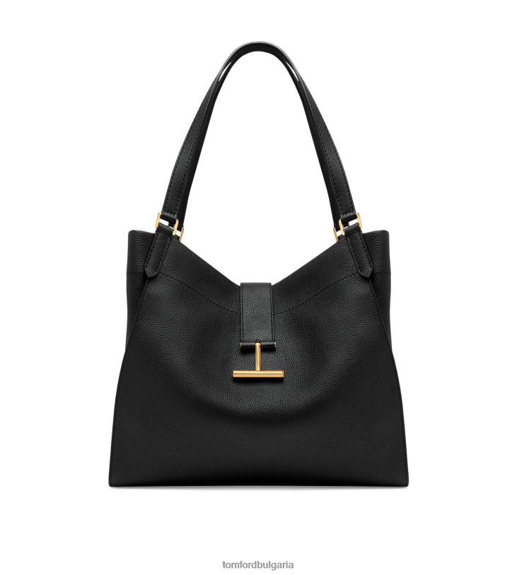 Жени аксесоар голяма чантичка от зърнеста кожа тара черен TOM FORD B880D1516