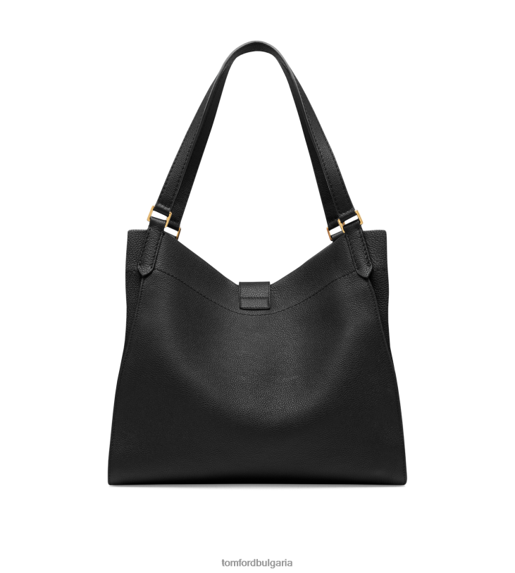 Жени аксесоар голяма чантичка от зърнеста кожа тара черен TOM FORD B880D1516