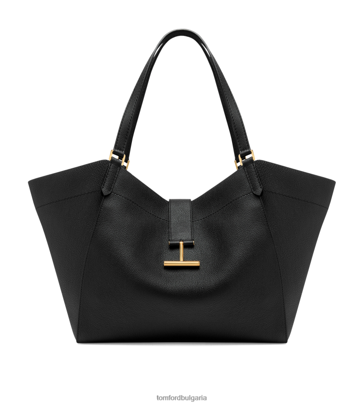 Жени аксесоар голяма чантичка от зърнеста кожа тара черен TOM FORD B880D1516