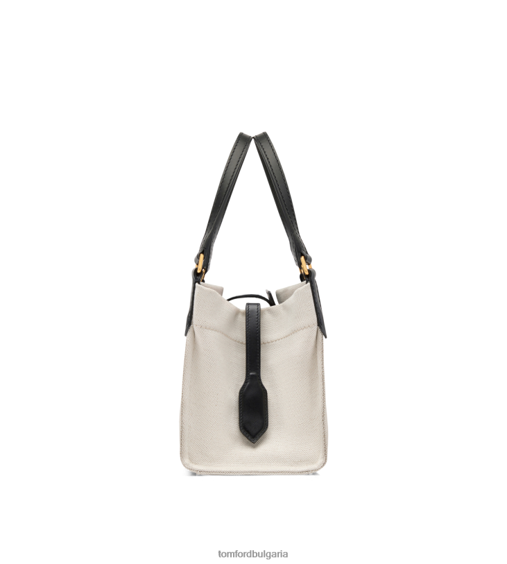 Жени аксесоар малка чантичка от памучно платно и гладка кожа amalfi въже черно TOM FORD B880D1517