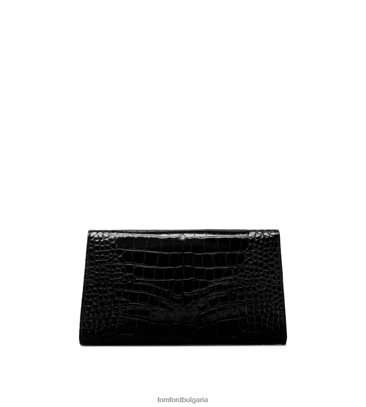 Жени аксесоар клъч Nobile от лъскава щампована крокодилска кожа черен TOM FORD B880D1438