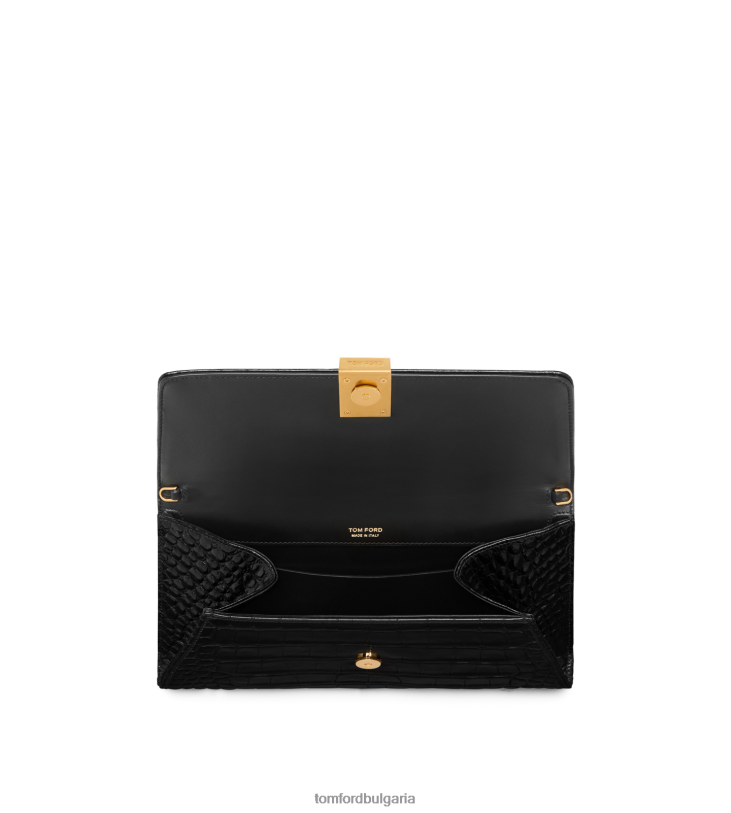 Жени аксесоар клъч Nobile от лъскава щампована крокодилска кожа черен TOM FORD B880D1438