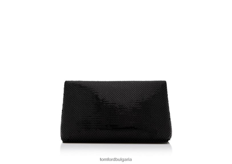 Жени аксесоар мини чанта с верижка с етикет с бродерия на пайети черен TOM FORD B880D1418