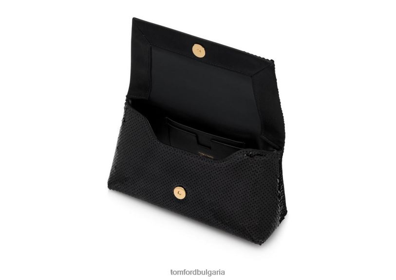 Жени аксесоар мини чанта с верижка с етикет с бродерия на пайети черен TOM FORD B880D1418