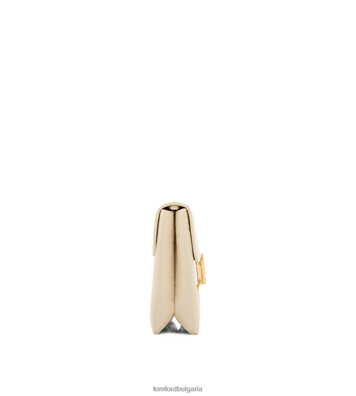 Жени аксесоар средна чанта през рамо от щампована крокодилска кожа на монарх сметана TOM FORD B880D1425