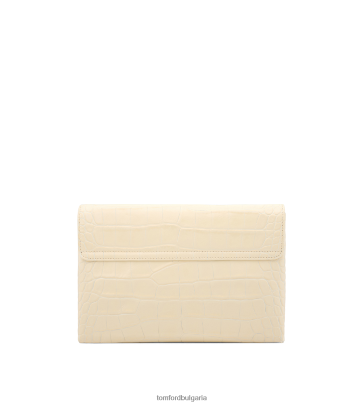 Жени аксесоар средна чанта през рамо от щампована крокодилска кожа на монарх сметана TOM FORD B880D1425