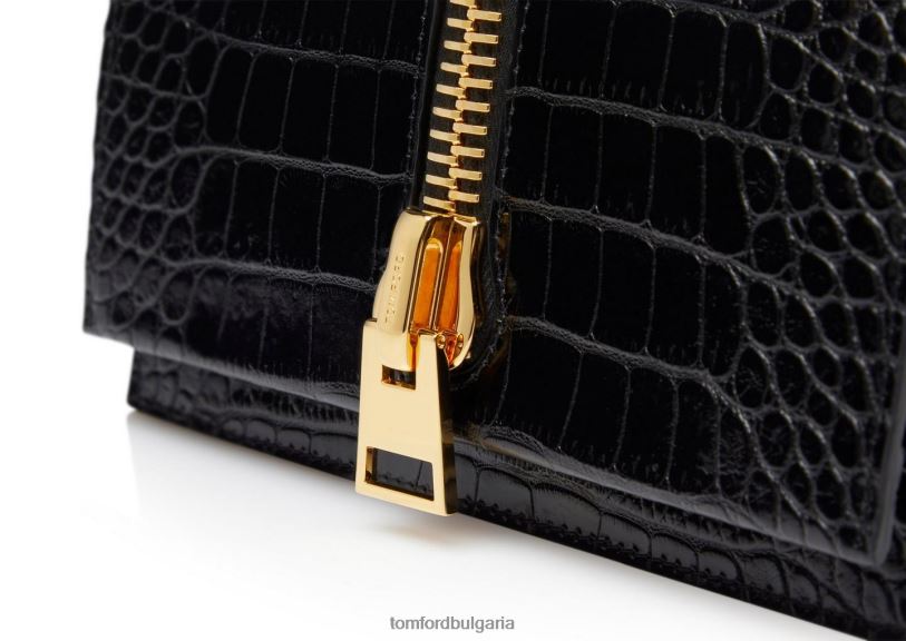 Жени аксесоар мини чанта Дженифър от щампована крокодилна кожа на верига черен TOM FORD B880D1426