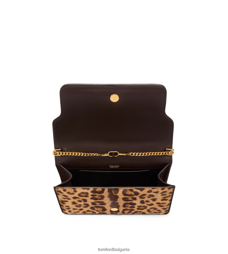 Жени аксесоар леопардов принт телешка коса Уитни малка чанта през рамо кафяво бежово TOM FORD B880D1431
