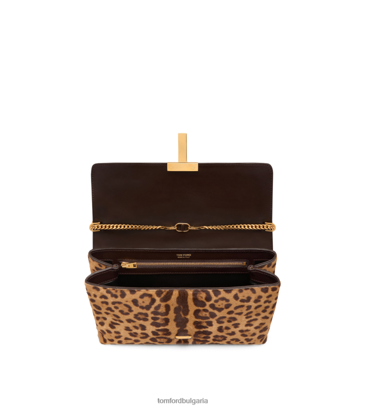 Жени аксесоар Средна чанта за рамо тип монарх с леопардов принт кафяво бежово TOM FORD B880D1434