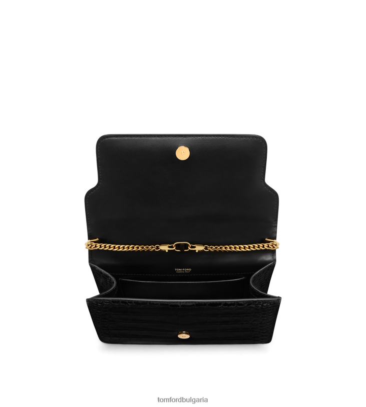 Жени аксесоар малка чанта през рамо Whitney с щампована крокодилска кожа черен TOM FORD B880D1427