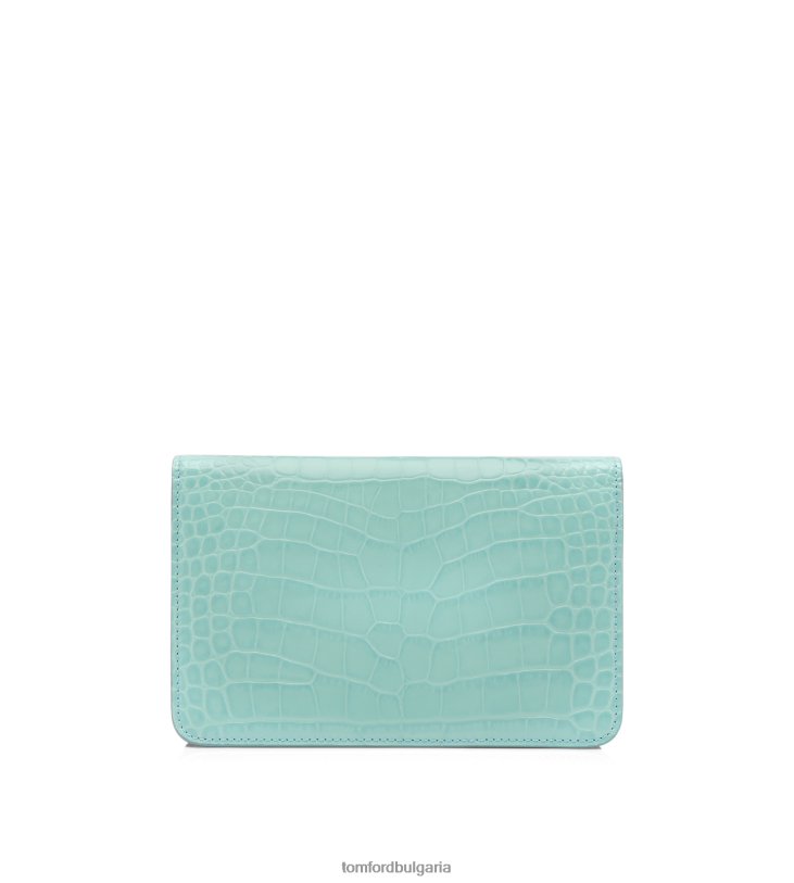 Жени аксесоар малка чанта през рамо Whitney с щампована крокодилска кожа пастелно тюркоазено TOM FORD B880D1428