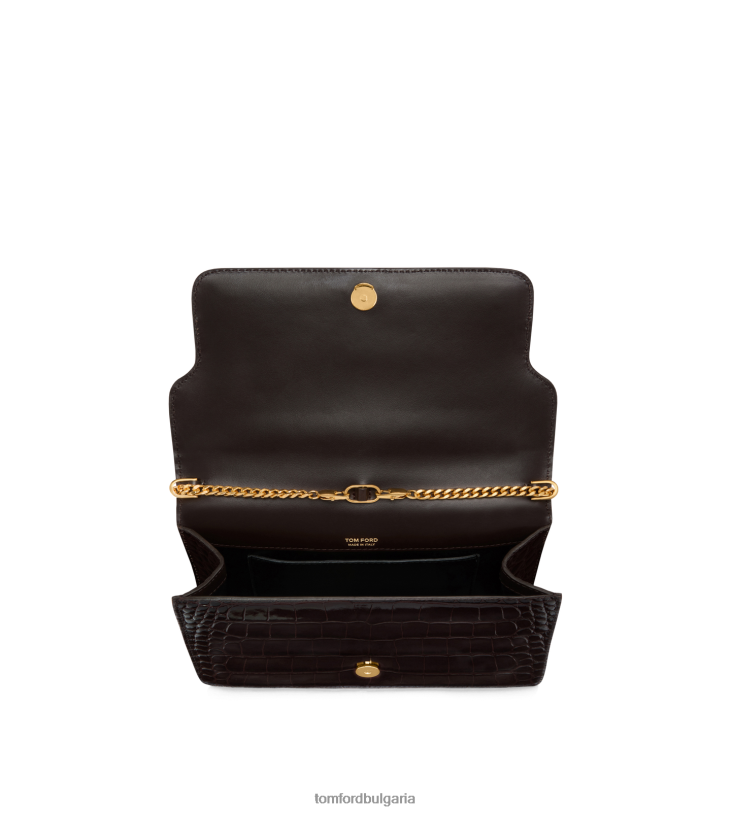 Жени аксесоар малка чанта през рамо Whitney с щампована крокодилска кожа еспресо TOM FORD B880D1429
