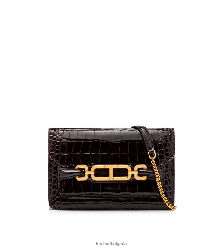 Жени аксесоар малка чанта през рамо Whitney с щампована крокодилска кожа еспресо TOM FORD B880D1429