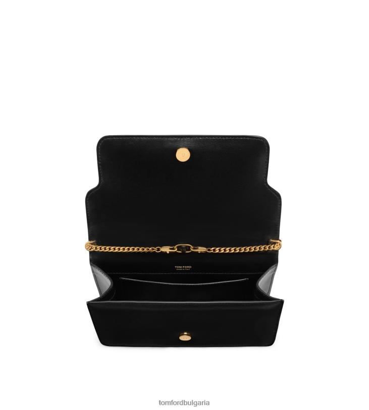 Жени аксесоар малка кожена чанта Whitney с ефект палмелато черен TOM FORD B880D1435