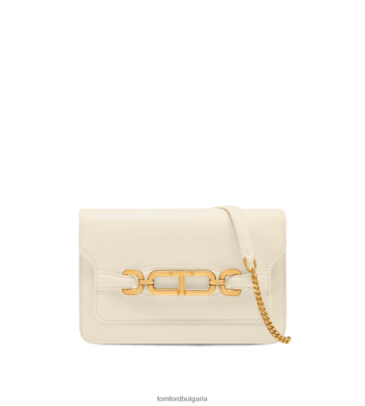 Жени аксесоар малка кожена чанта Whitney с ефект палмелато сметана TOM FORD B880D1436